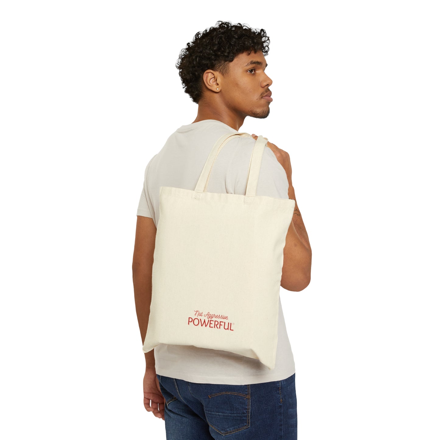 Love is infinite. Not Aggressive. POWERFUL™️ Cotton Canvas Tote Bag