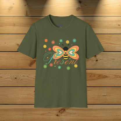 BEE Present with flowers Not Aggressive. POWERFUL™️Unisex Softstyle T-Shirt Eurofit