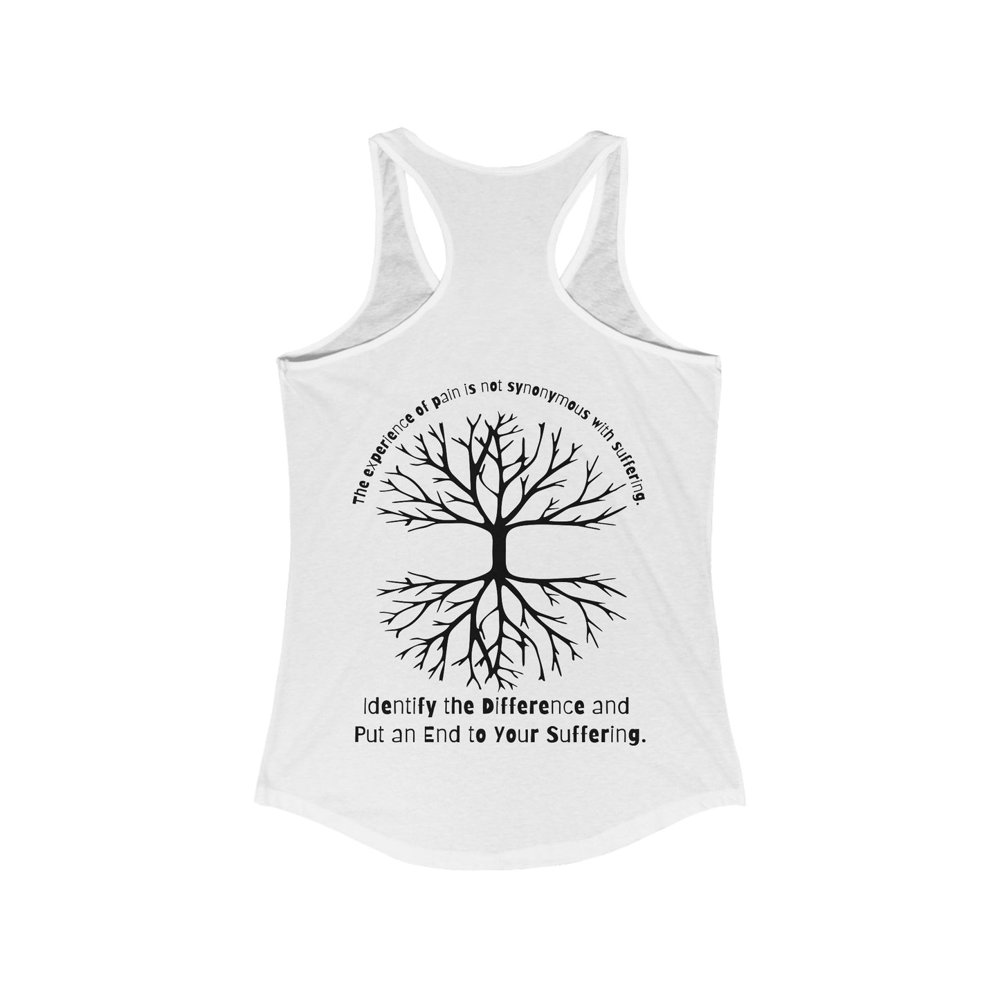 Pain does not equal suffering Women's Ideal Racerback Tank by Not Aggressive. Powerful TM