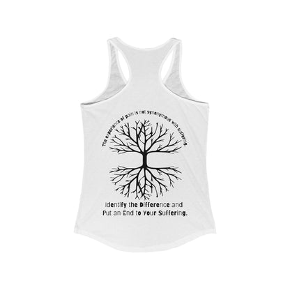 Pain does not equal suffering Women's Ideal Racerback Tank by Not Aggressive. Powerful TM