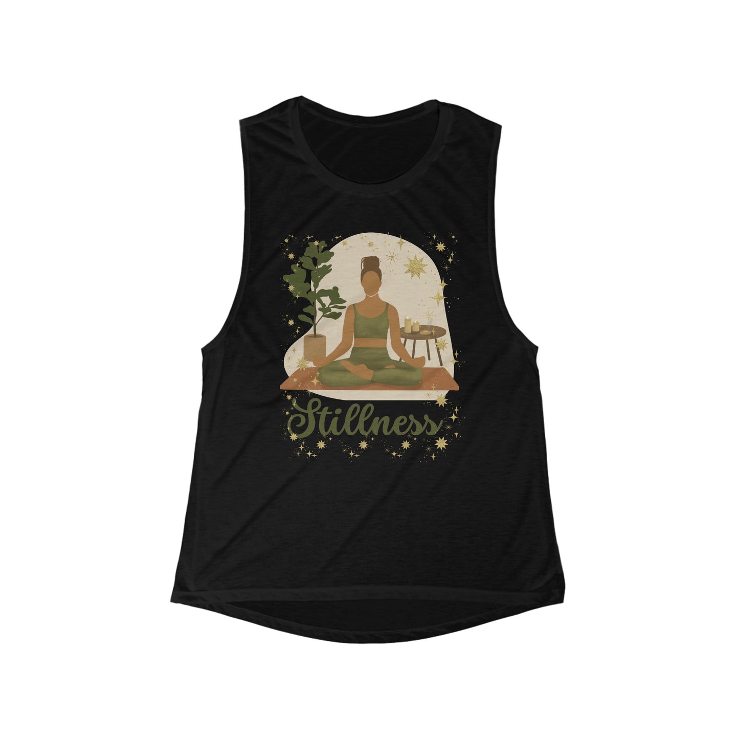 Stillness Not Aggressive. POWERFUL™️ Women's Flowy Scoop Muscle Tank