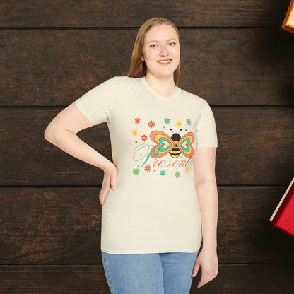 BEE Present with flowers Not Aggressive. POWERFUL™️Unisex Softstyle T-Shirt Eurofit