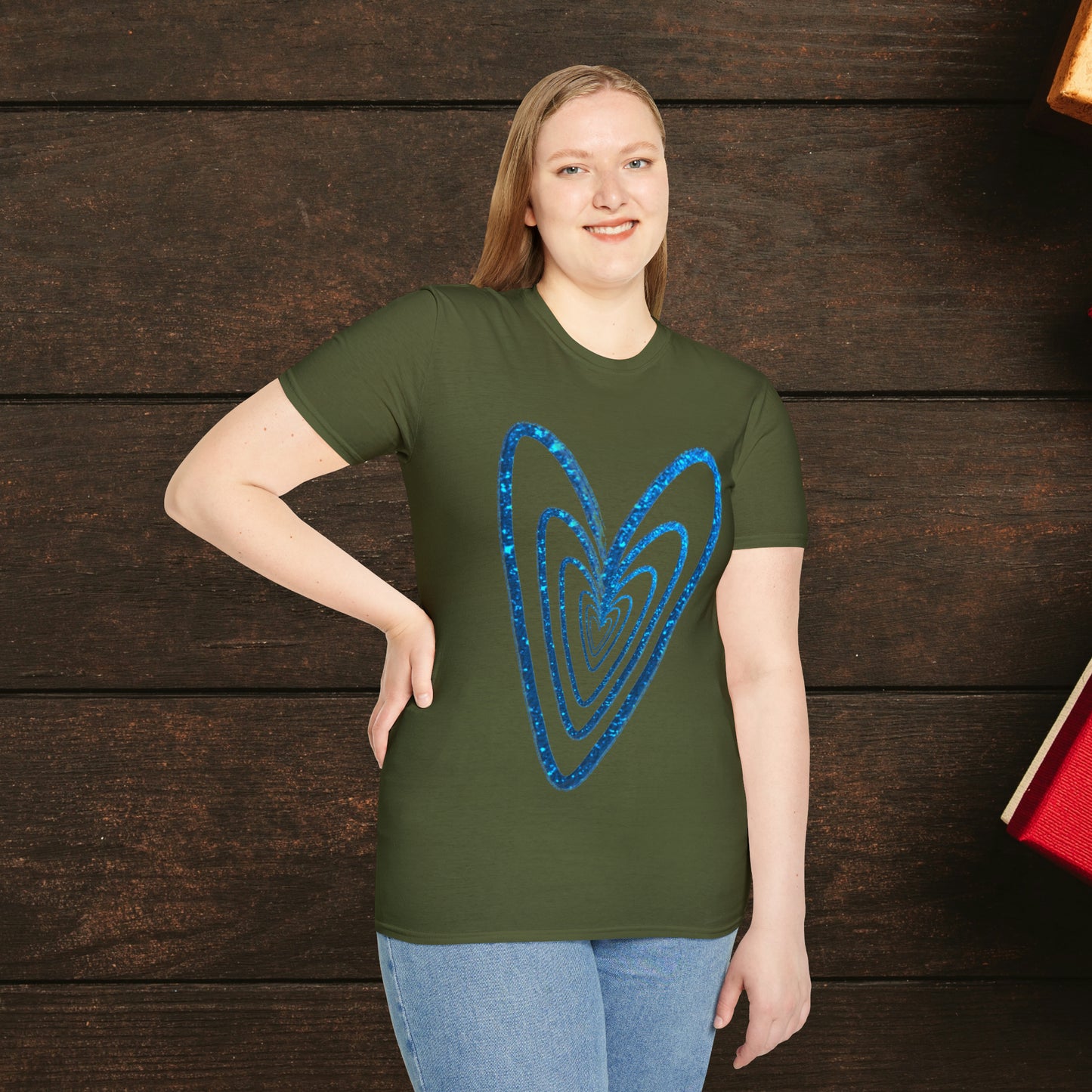 Heart-Glitter Not Aggressive. POWERFUL™️ Not Aggressive. POWERFUL™️ Unisex Softstyle T-Shirt Eurofit