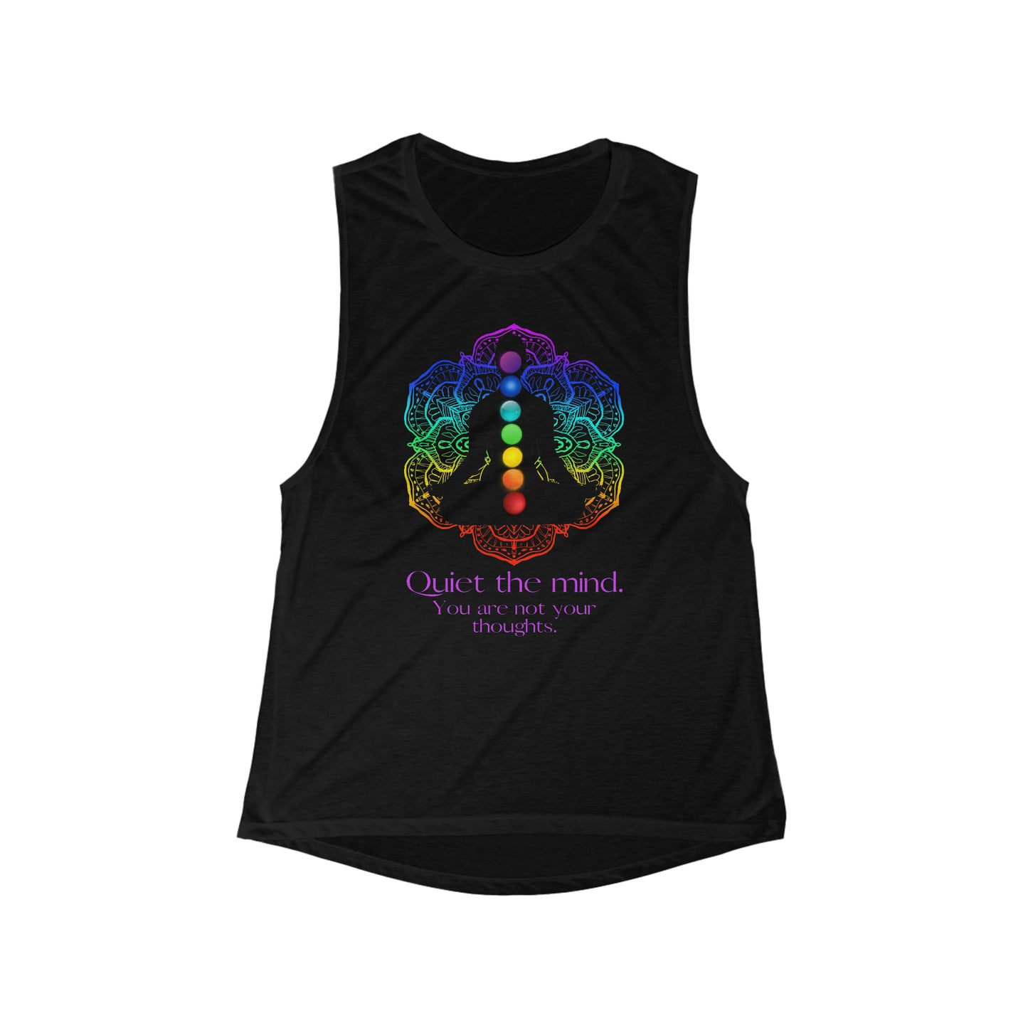 Quiet the mind Not Aggressive. POWERFUL™️ Women's Flowy Scoop Muscle Tank