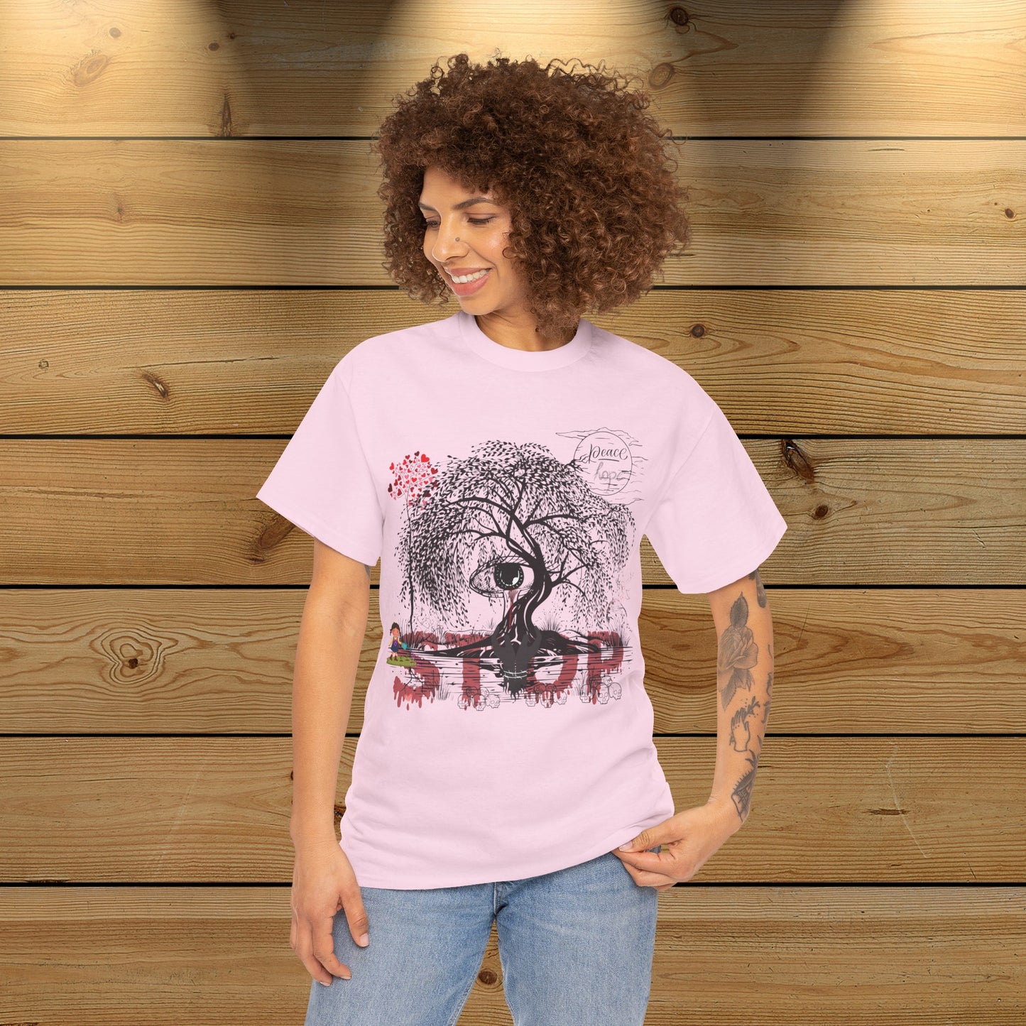 Stop and choose Love, Peace, and Hope Not Aggressive. POWERFUL™️ Unisex Heavy Cotton Tee