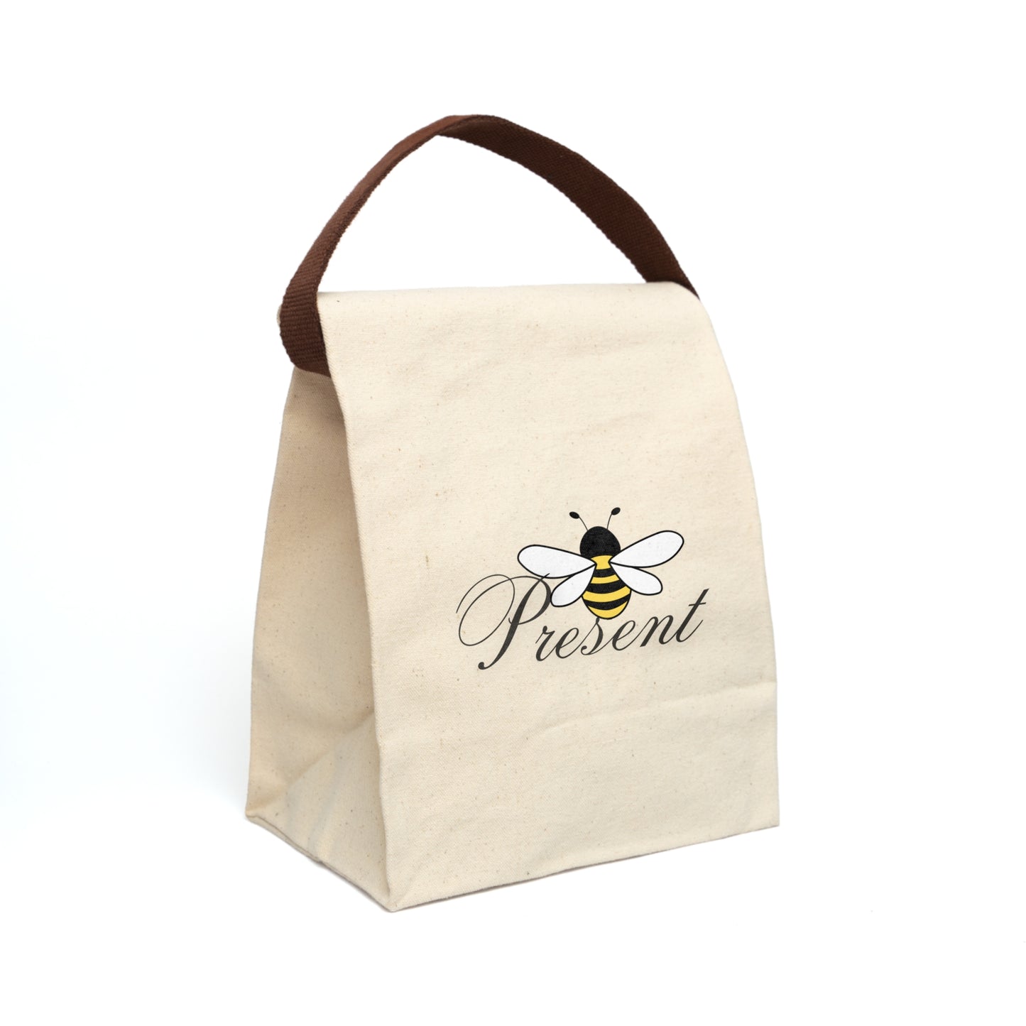 Bee Present Not Aggressive. POWERFUL™️ Canvas Lunch Bag With Strap
