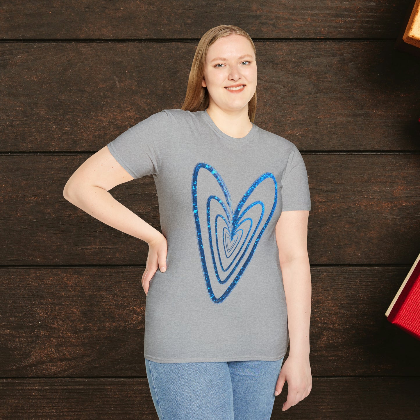 Heart-Glitter Not Aggressive. POWERFUL™️ Not Aggressive. POWERFUL™️ Unisex Softstyle T-Shirt Eurofit