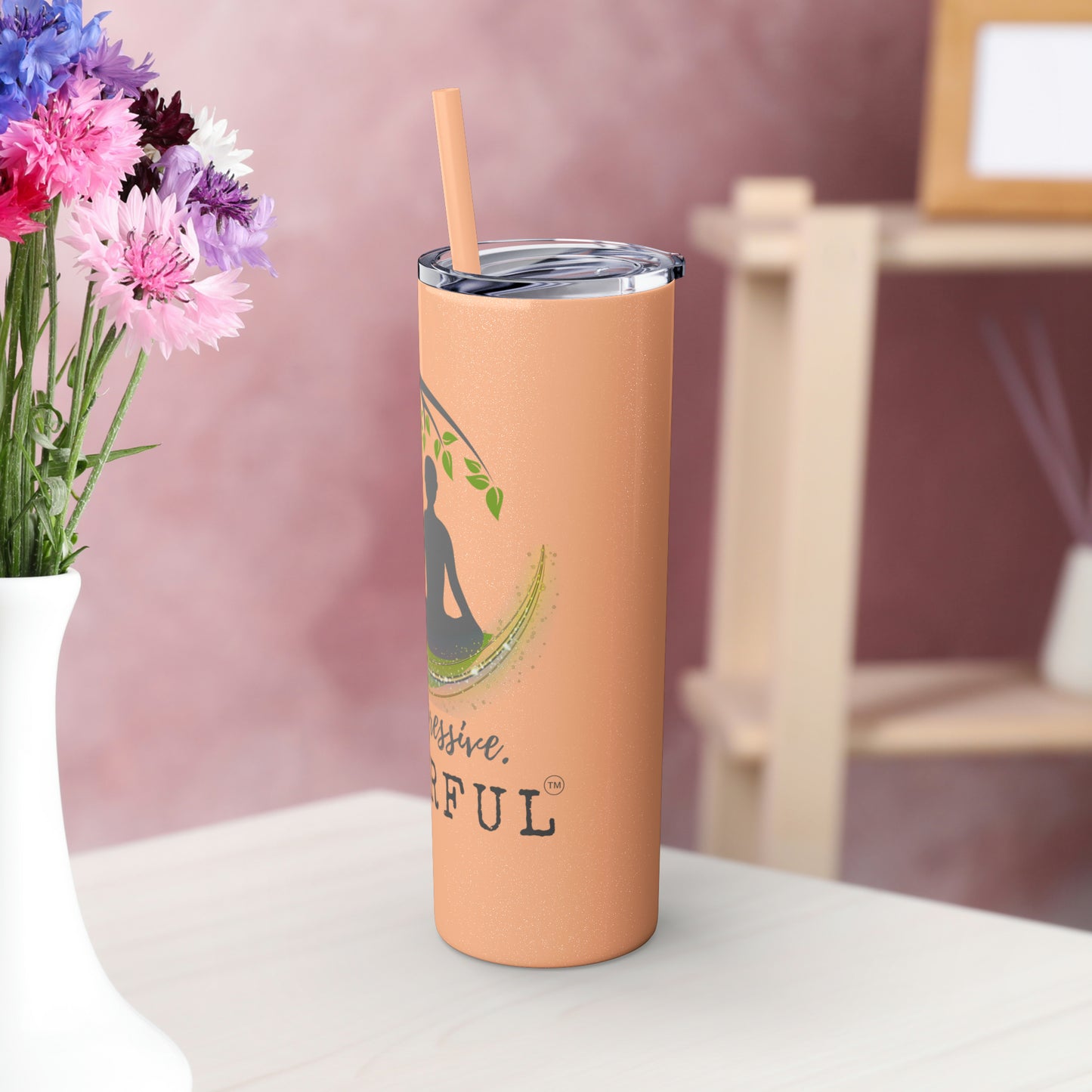 Not Aggressive. POWERFUL™️ Tumbler with Straw, 20oz