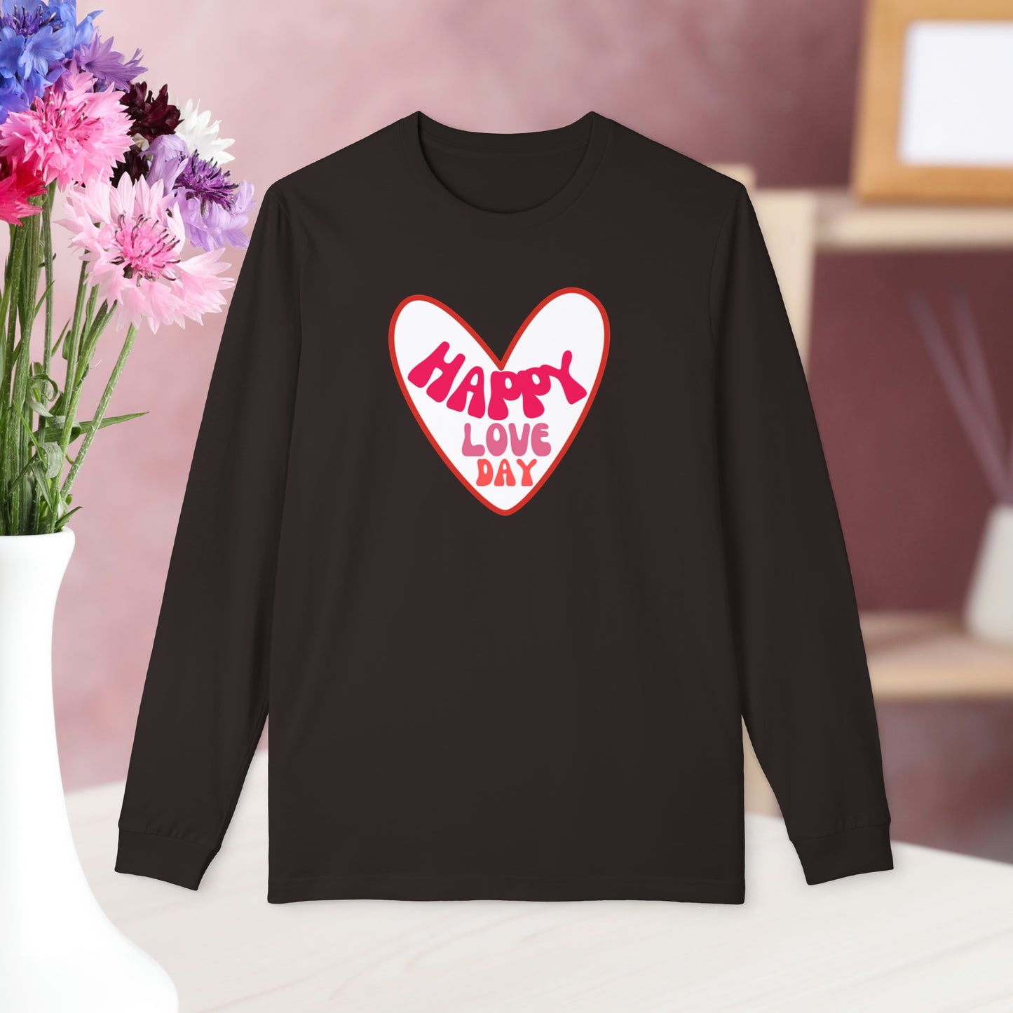 Happy love day- pink Not Aggressive. POWERFUL™️ Men's Long Sleeve Pajama Set