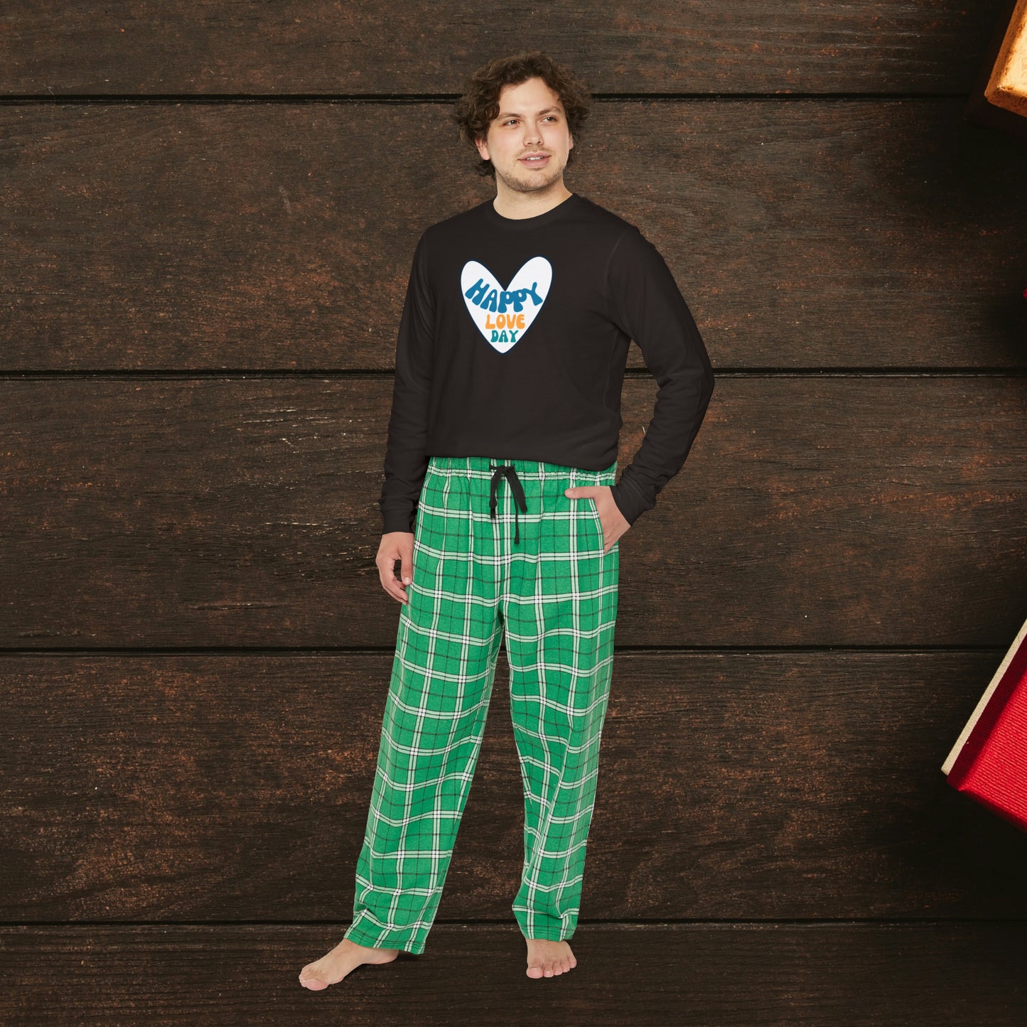 Happy love day- Blue Not Aggressive. POWERFUL™️ Men's Long Sleeve Pajama Set