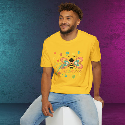 BEE Present with flowers Not Aggressive. POWERFUL™️Unisex Softstyle T-Shirt Eurofit