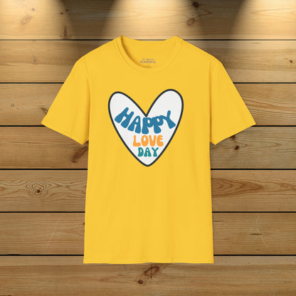 Happy love day-Blue Not Aggressive. POWERFUL™️ Unisex Softstyle T-Shirt Eurofit