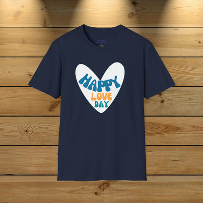 Happy love day-Blue Not Aggressive. POWERFUL™️ Unisex Softstyle T-Shirt Eurofit