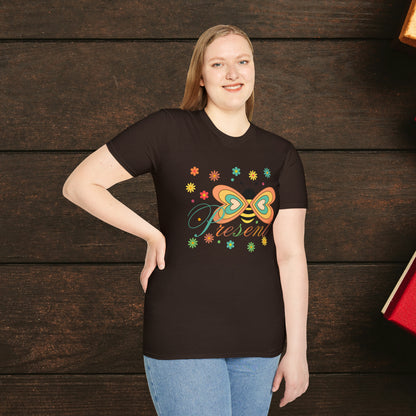 BEE Present with flowers Not Aggressive. POWERFUL™️Unisex Softstyle T-Shirt Eurofit