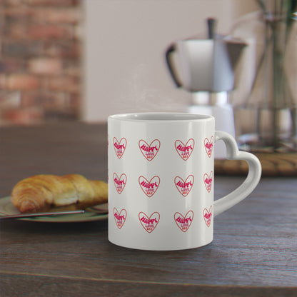 Happy Love Day Not Aggressive. POWERFUL™️ Heart-Shaped Mug