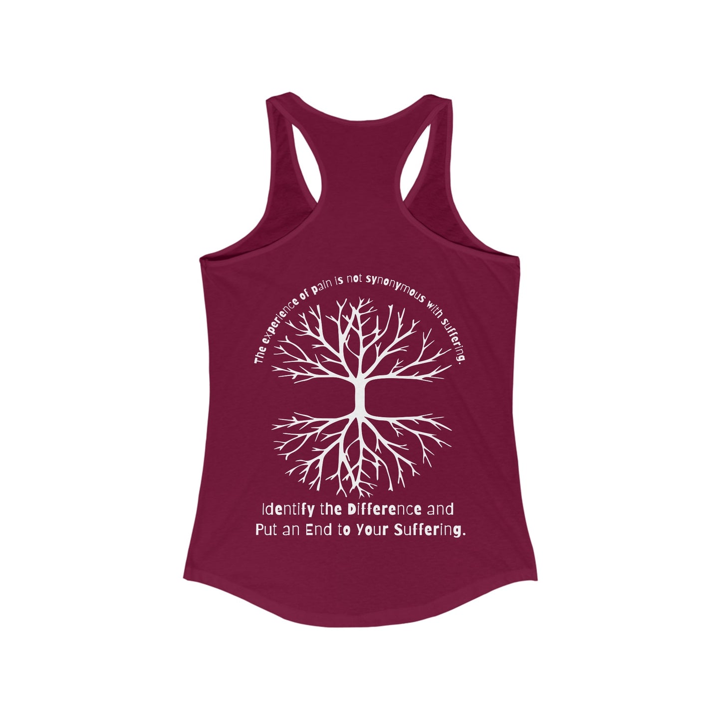 Pain does not equal suffering Women's Ideal Racerback Tank by Not Aggressive. Powerful TM