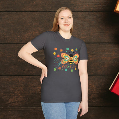 BEE Present with flowers Not Aggressive. POWERFUL™️Unisex Softstyle T-Shirt Eurofit