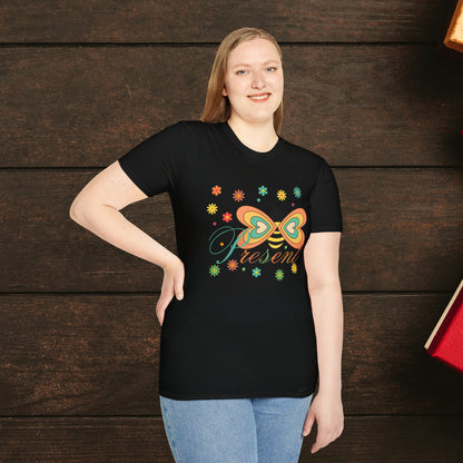 BEE Present with flowers Not Aggressive. POWERFUL™️Unisex Softstyle T-Shirt Eurofit