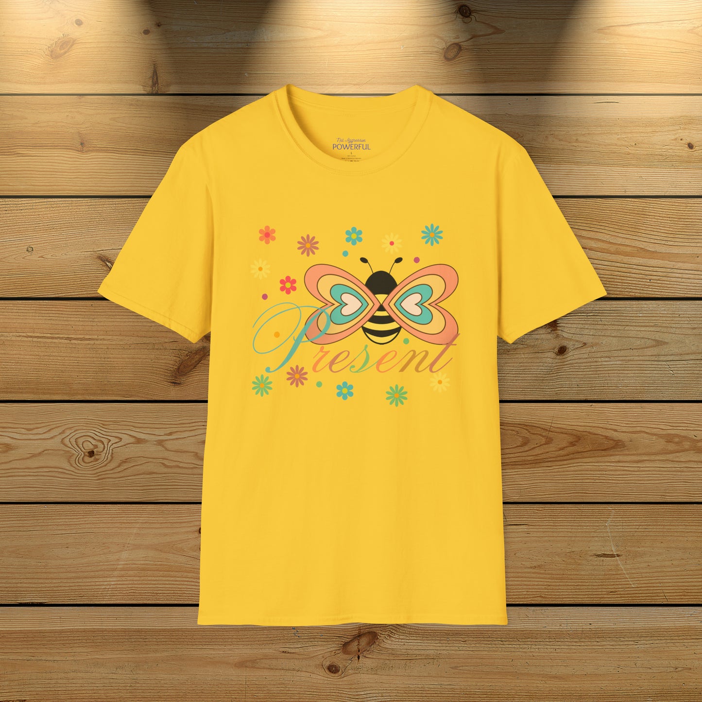 BEE Present with flowers Not Aggressive. POWERFUL™️Unisex Softstyle T-Shirt Eurofit