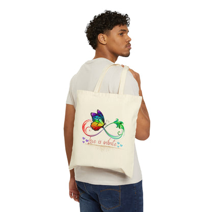 Love is infinite. Not Aggressive. POWERFUL™️ Cotton Canvas Tote Bag