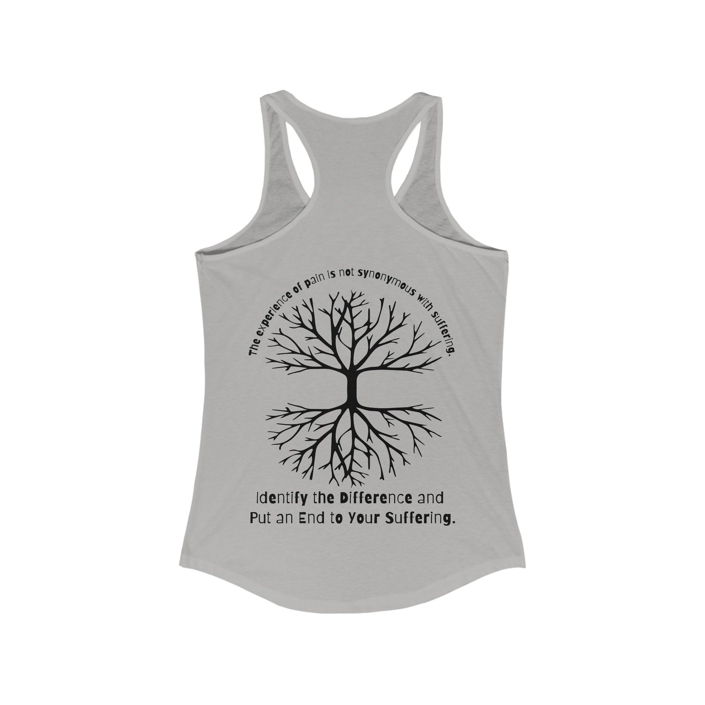 Pain does not equal suffering Women's Ideal Racerback Tank by Not Aggressive. Powerful TM