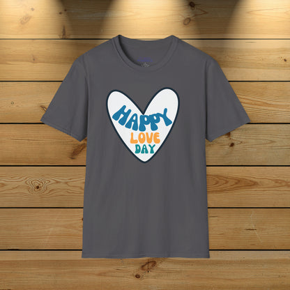 Happy love day-Blue Not Aggressive. POWERFUL™️ Unisex Softstyle T-Shirt Eurofit